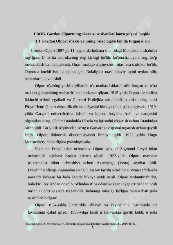 Gordon Olport o'zini - o'zi kamol toptirish nazariyasi 5