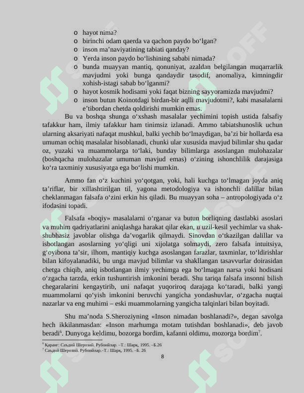 FALSAFIY ANTROPOLOGIYA (INSON HAQIDAGI TA’LIMOT). 8
