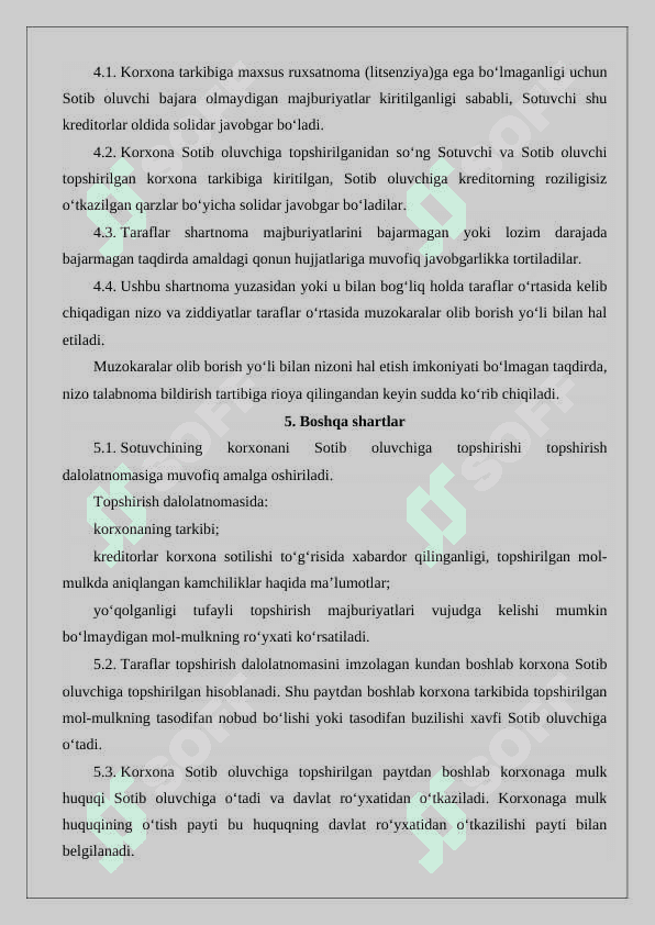 Korxonani sotish shartnomasi 3