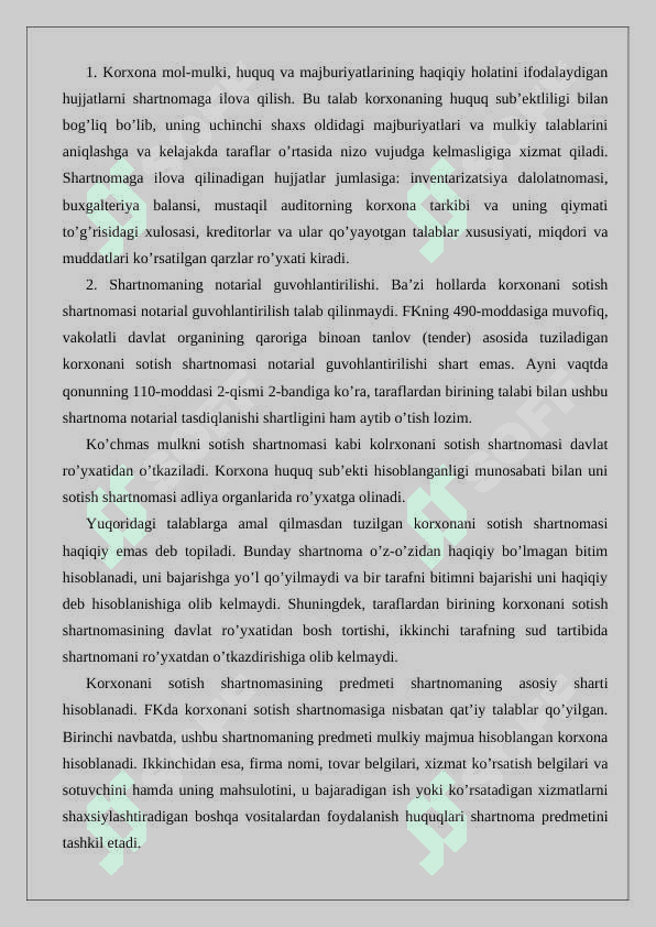 Korxonani sotish shartnomasi 7
