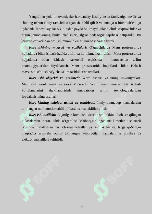 Matn protsessorida hujjatlarda bilan ishlash mavzusini o'qitishda innovatsion texnologiyalardan foydalanish 4