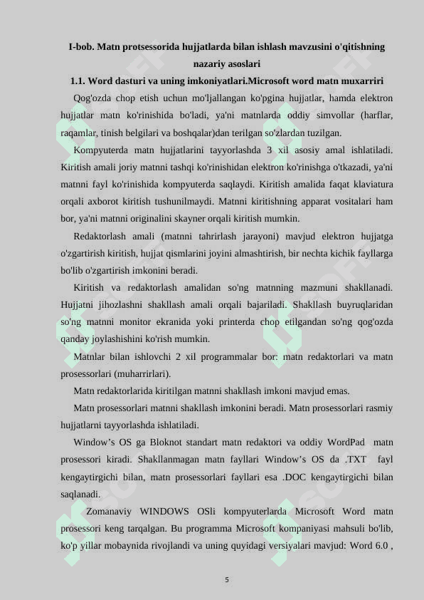 Matn protsessorida hujjatlarda bilan ishlash mavzusini o'qitishda innovatsion texnologiyalardan foydalanish 5