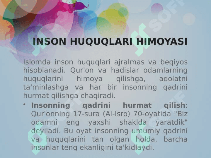 Islomda inson huquqlari himoyasi, ijtimoiy tenglik va tolerantlik g'oyalari 3
