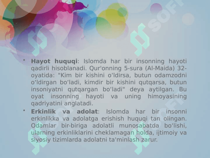 Islomda inson huquqlari himoyasi, ijtimoiy tenglik va tolerantlik g'oyalari 4