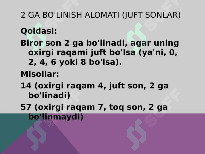 Bo'linish alomatlari 3