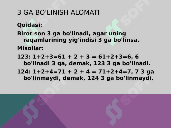 Bo'linish alomatlari 4