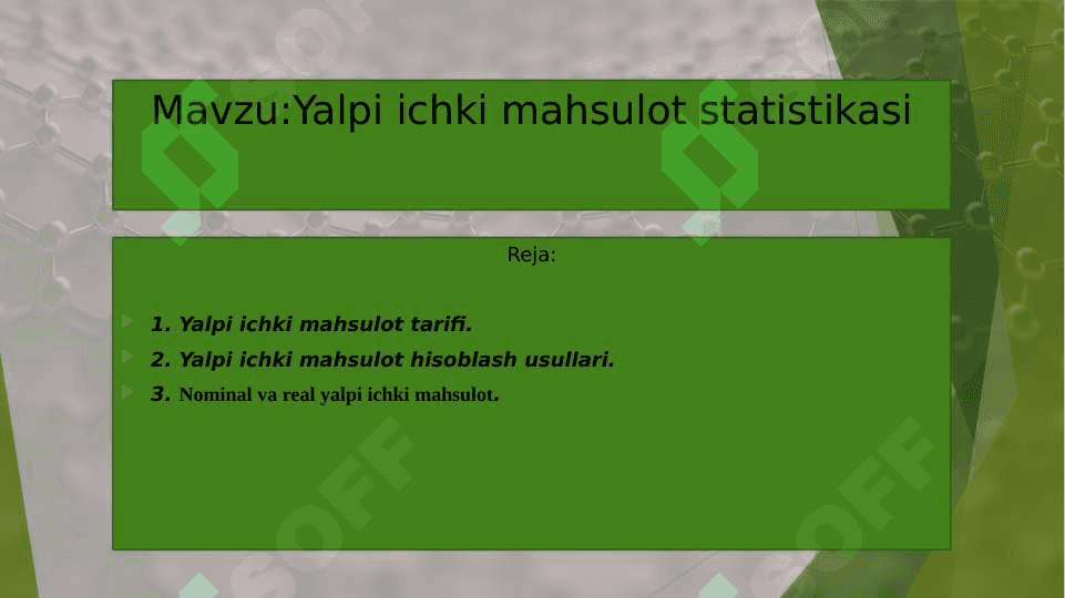 Yalpi ishki mahsulot statiskasi 2