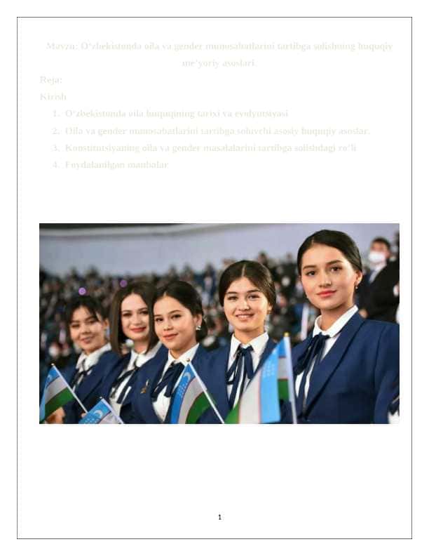 Oʻzbekistonda oila va gender munosabatlarini tartibga solishning huquqiy meʼyoriy asoslari. 24