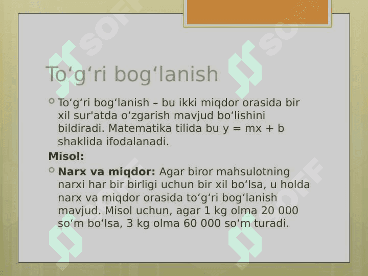 Miqdorlar orasidagi bog‘lanish turlari va ularga oid misoliar 3