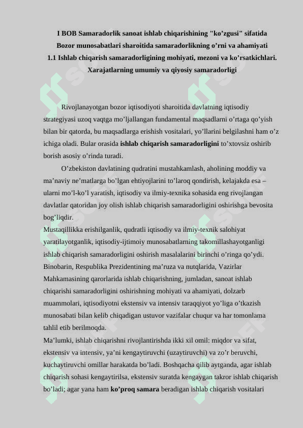 ISHLAB CHIQARISHNING IQTISODIY VA IJTIMOIY SAMARADORLIGI 5