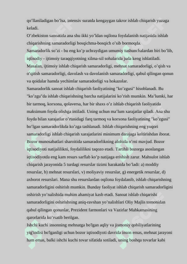 ISHLAB CHIQARISHNING IQTISODIY VA IJTIMOIY SAMARADORLIGI 6