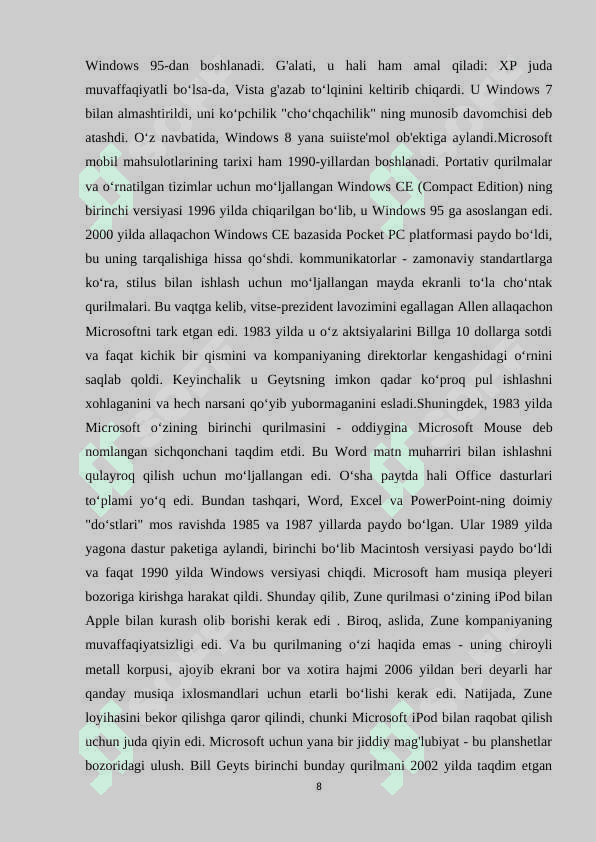 Microsoft Office dasturini o`qitish metodikasi 8