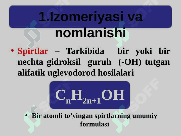 Spirtlar. Fenollar.Merkaptanlar 2