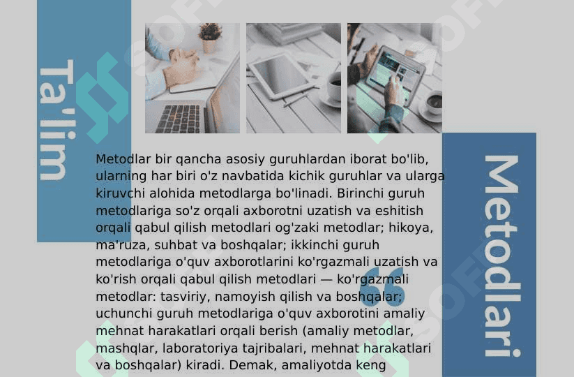 TA'LIM METODLARI VA VOSITALARI, UNING TURLARI VA TASHKIL ETISH VOSITALARI 4