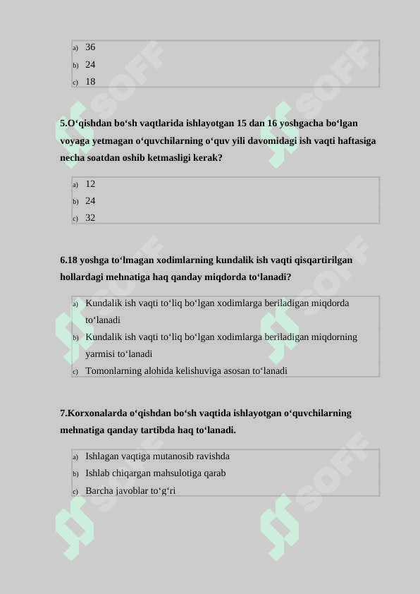 IJTIMOIY ISHDA BOLALAR HUQUQLARINI HIMOYA QILISH TEST SAVOLLARI TEST 2
