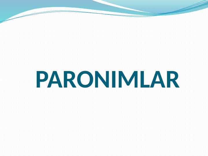 Paronimlar 1