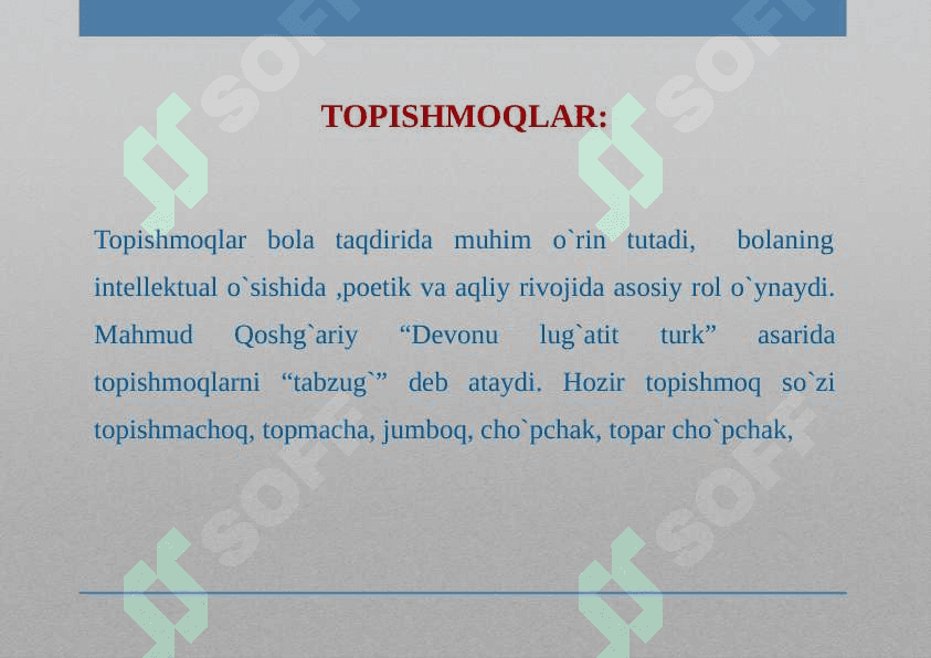 O’ZBEK XALQ MAQOLLARI VA TOPISHMOQLARI 6