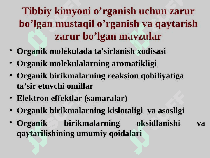 Organik kimyoga kirish. Organik birikmalar. Mono-, poli-, geterofunksional birikmalar. Tuzilishi va hossalari 7