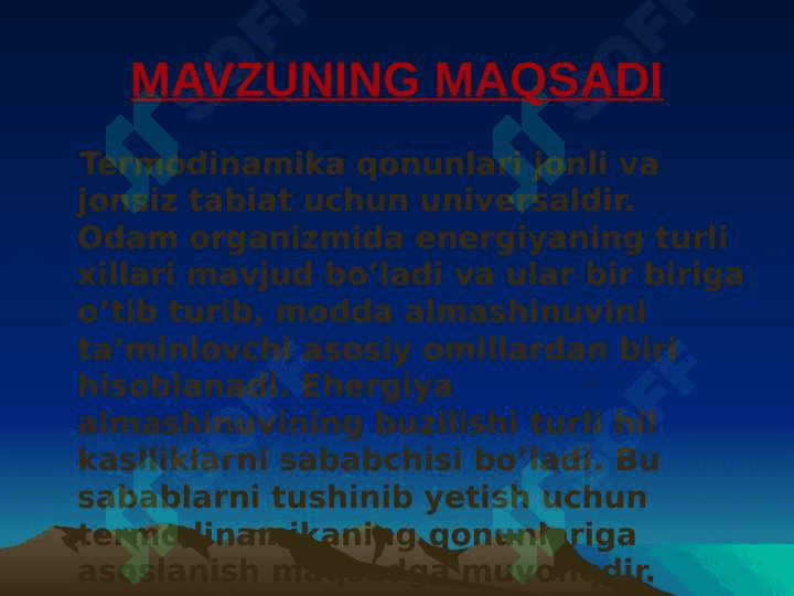 KIMYOVIY TERMODINAMIKA ASOSLARI. 2