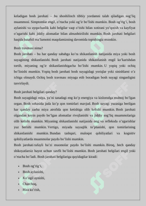 Bosh miya jarohatlarining kelib chiqish sabablari va asoratlari   24 3