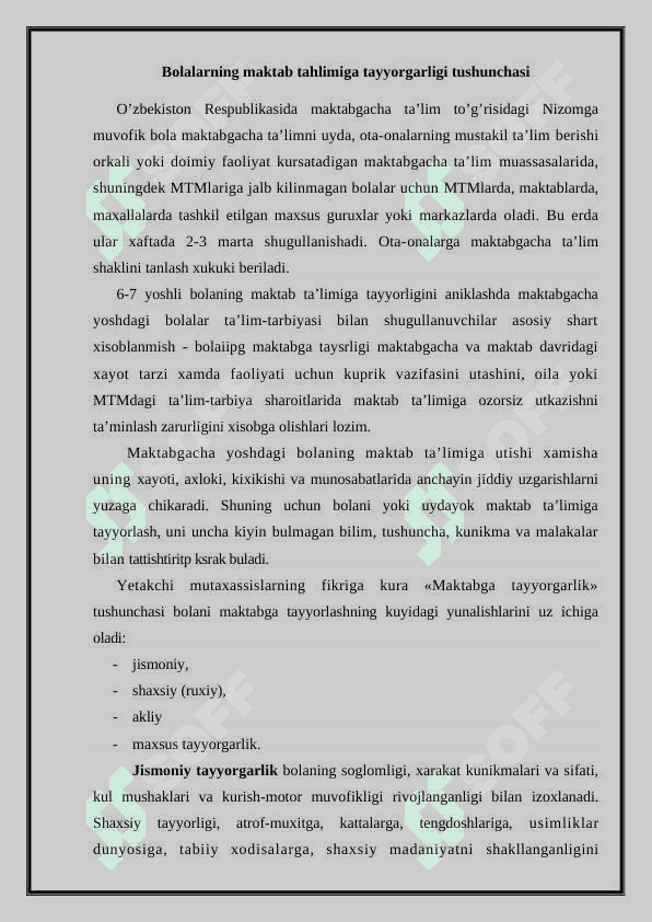 Bоlalarning tashkilotlarida psixоdiagnostik ishlarni tashkil etish 3