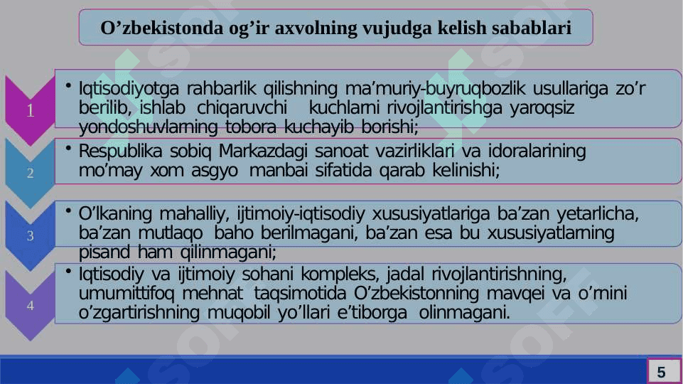 Mustaqillikka erishish arafasida O’zbekistondagi	ijtimoiy-siyosiy jarayonlar 5