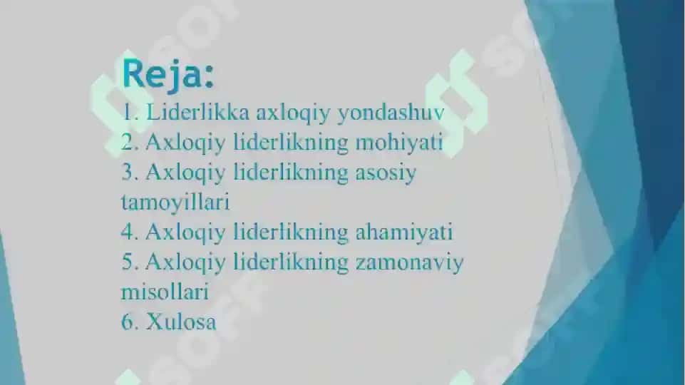Liderlikka axloqiy yondashuv 2