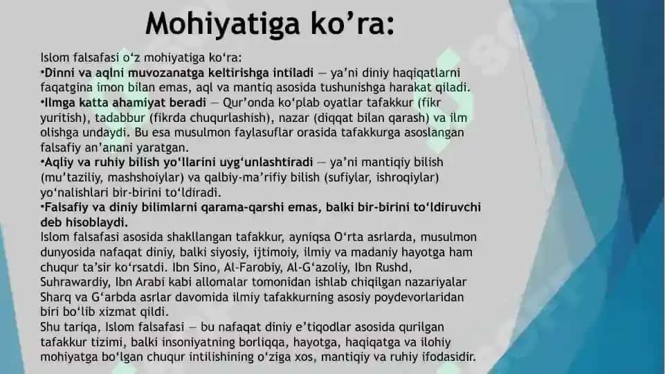 islom falsafasining shakllanishi va rivojlanishi. 3
