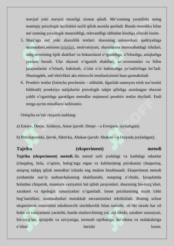 O‘z o‘zini Kuzatish metodi 4