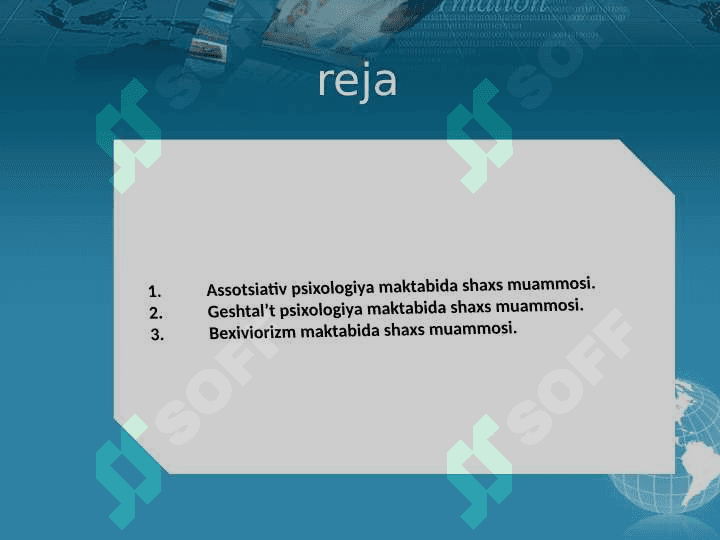 CHЕT EL PSIХОLОGIYASIDA SHAXS NAZARIYALARI. 2
