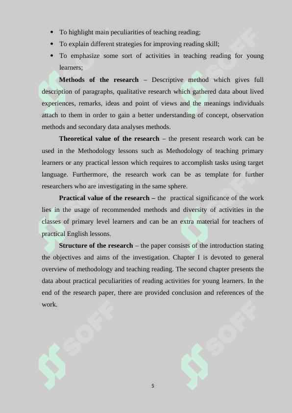 The methodology of teaching reading  to young learners 5