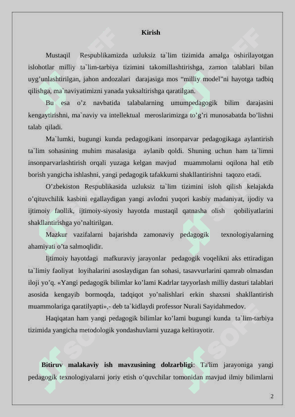 Tarbiya texnologiyasi 2
