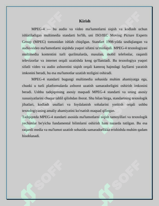 MPEG-4 audio-video ma'lumotlarni siqish standartini qurish tamoyillari 3