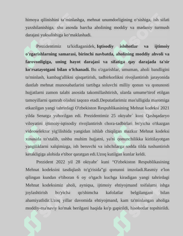 O‘ZBEKISTON RESPUBLIKASI MEHNAT KODEKSI 3