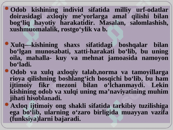 Etika fanining asosiy muammolari 6