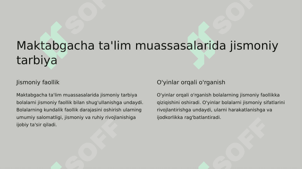 Maktabgacha yoshdagi bolalarda jismoniy sifatlarni rivojlantirish. 2