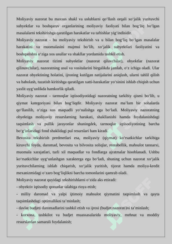 Moliyaviy nazoratni tashkil etish 2