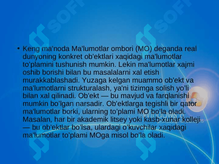 Tibbiyotda ma’lumotlar ombori va bilimlar omboridan foydalanish 7
