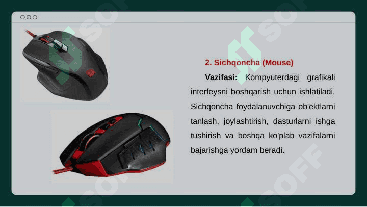 Kompyuterning qo'shimcha qurilmalari va ularning  vazifasi. 5