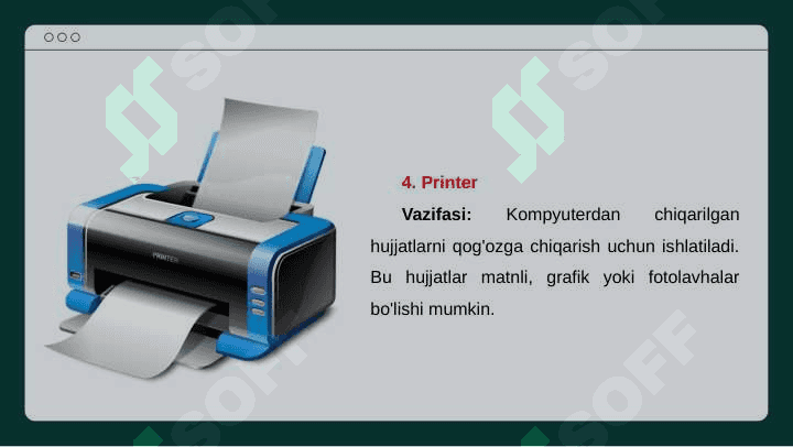 Kompyuterning qo'shimcha qurilmalari va ularning  vazifasi. 7