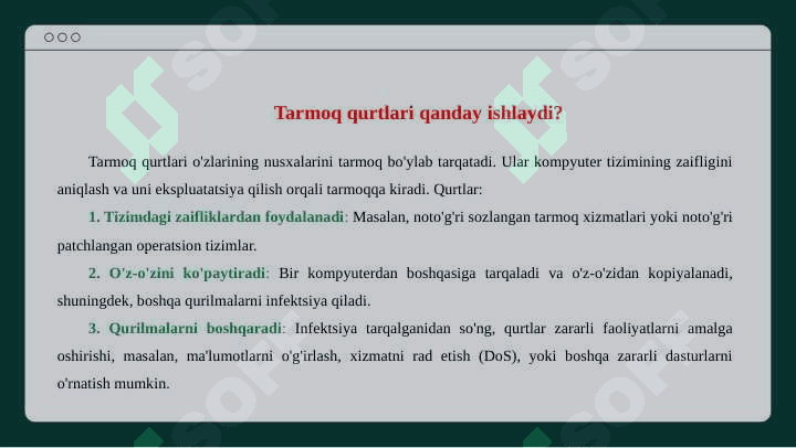 Zararkunanda dasturlar (tarmoq qurtlari) 4