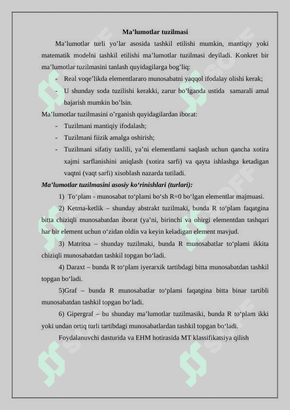 Statik ma'lumotlar tuzilmalari 3