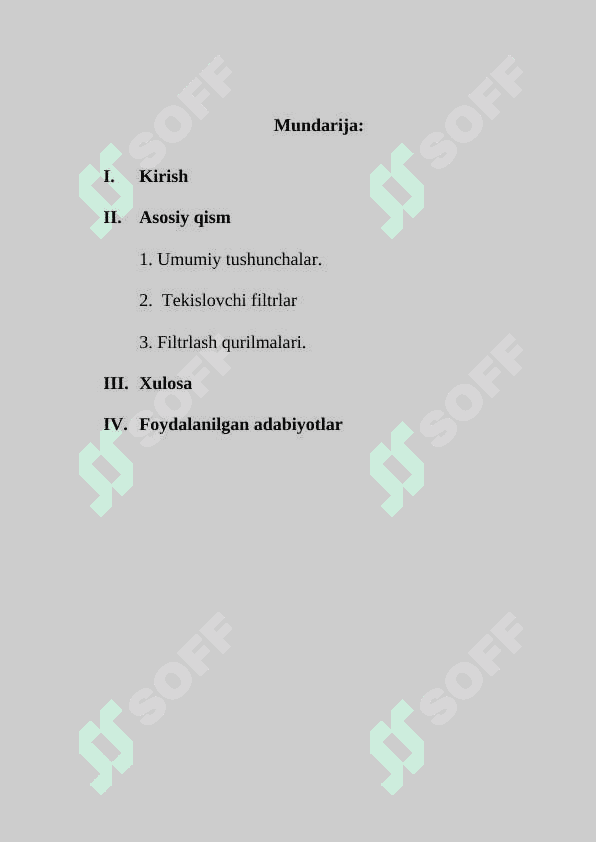 Filtrlash jarayoni kurs ishi 2