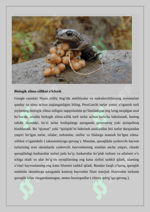 Biologik xilma-xillik va ekotizimlarda o‘z 4