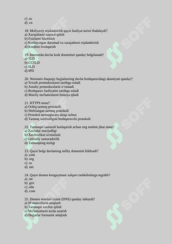DAVLAT XIZMATCHISI ARGOS TEST 2024-2025 3