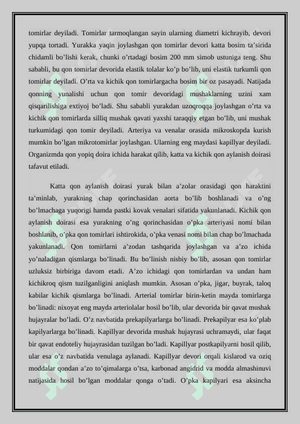 Yurak-qon tomirlar tizimi tuzulishi 2