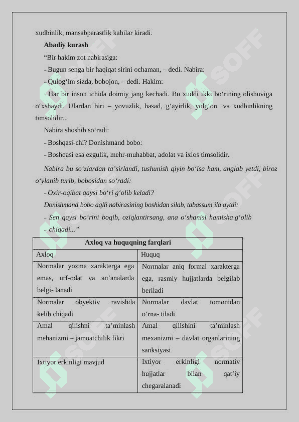 Huquqiy etika tushunchasi. Uni tashkil etuvchi xususiyatlar. Huquqshunos faoliyatida axloqiy sifatlarning ro’li. 4
