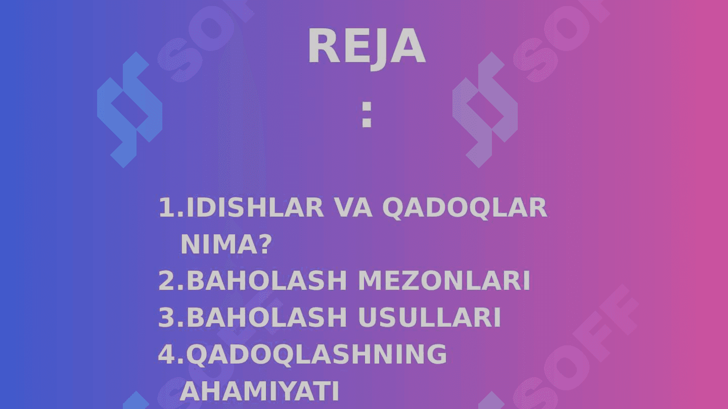 IDISHLAR VA QADOQLASH SAMARADORLIGINI BAHOLASH 2