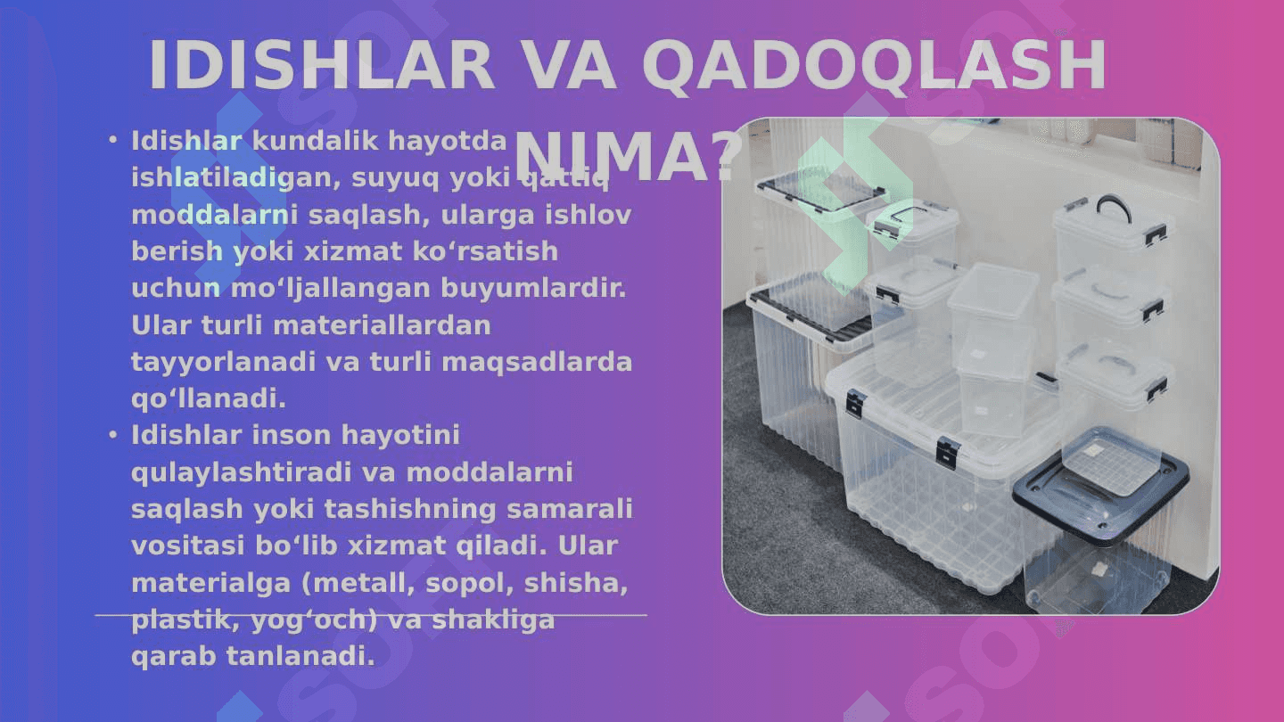 IDISHLAR VA QADOQLASH SAMARADORLIGINI BAHOLASH 3