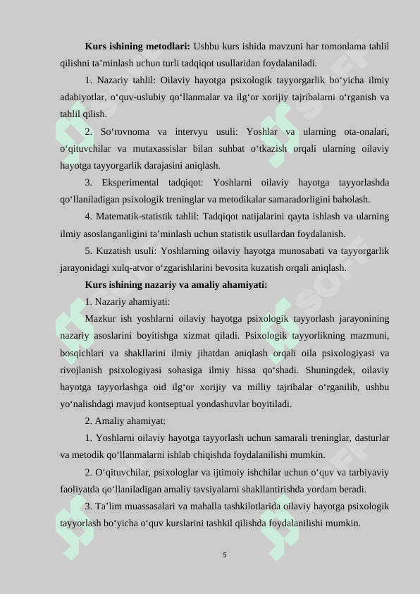 Yoshlarni oilaviy hayotga psixologik tayorlash soxasidagi amaliy ishlarning samaradorligini oshirish omillari 5